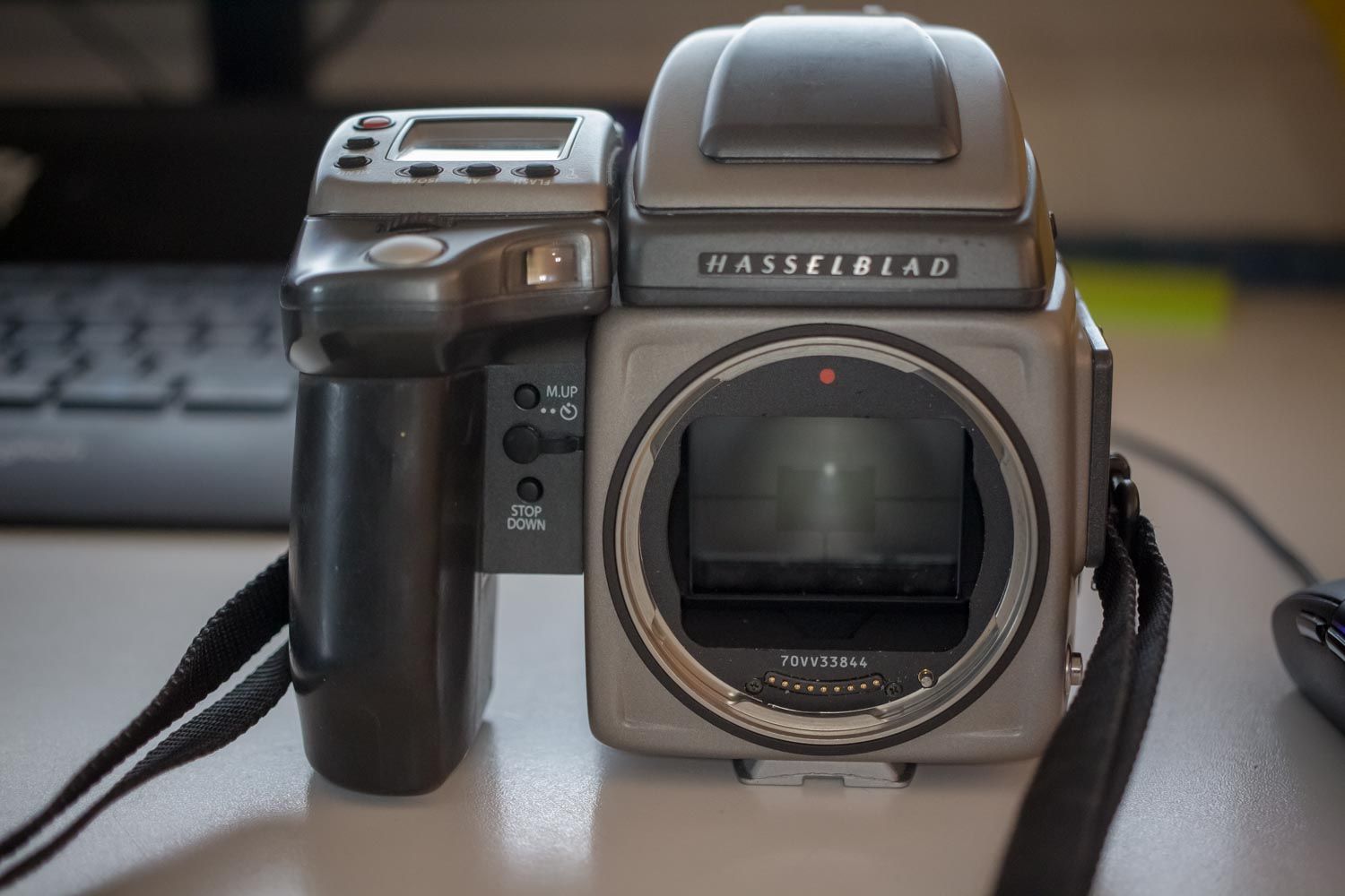 Hasselblad H4D medium format body with the mirror box open for sensor cleaning