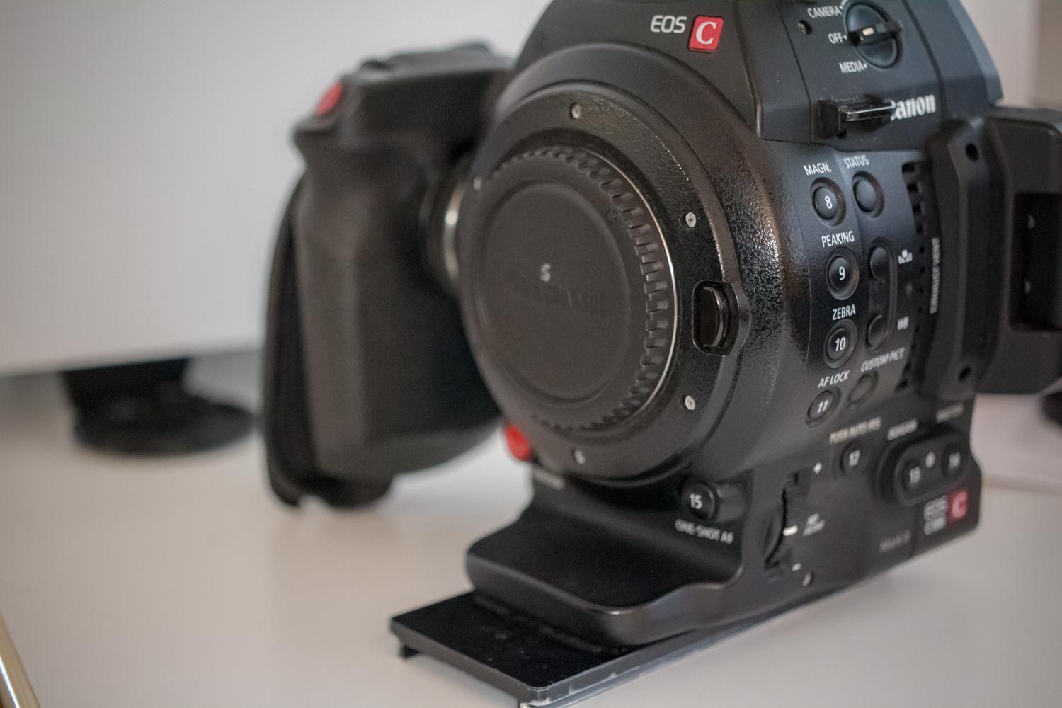 Canon EOS C100 Mark II on the bench after sensor cleaning and full service